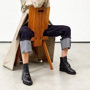 Dear Frances Park Black Leather Boot Size 36.5